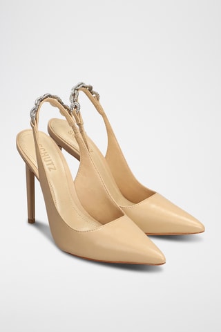 Zapatos de piel de tacón - Beige