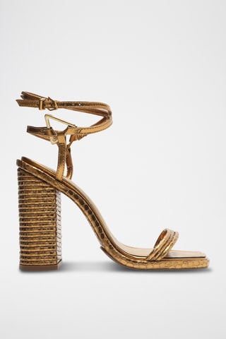 Sandalias de piel de tacón - Dorado