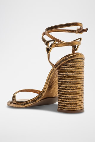 Sandalias de piel de tacón - Dorado