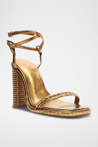 Sandalias de piel de tacón - Dorado