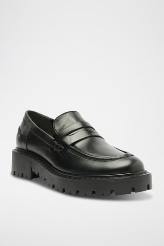 Mocasines de piel con plataforma - Negro