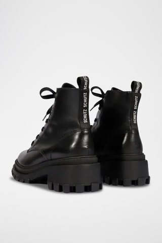 Botines de piel con plataforma - Negro