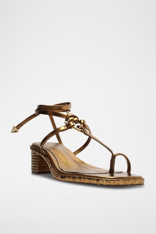 Sandalias de piel de tacón - Dorado