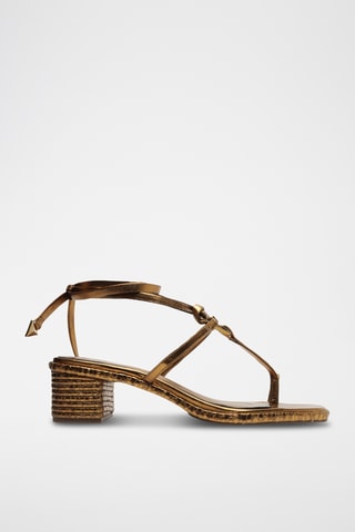 Sandalias de piel de tacón - Dorado