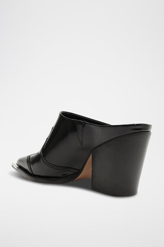 Sandalias de piel de charol de tacón - Negro