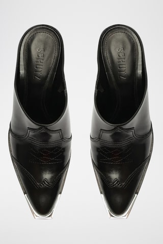 Sandalias de piel de charol de tacón - Negro