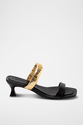 Sandalias de piel de tacón - Negro