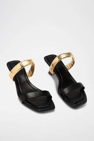 Sandalias de piel de tacón - Negro
