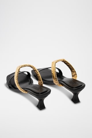 Sandalias de piel de tacón - Negro