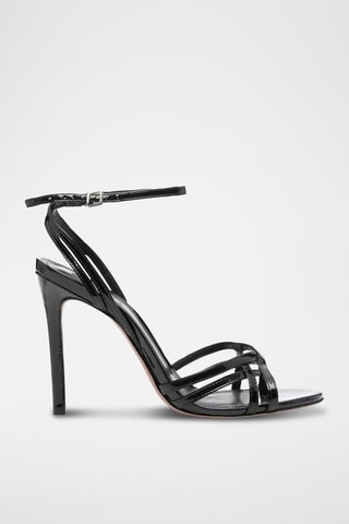 Sandalias de tacón con brillo - Negro