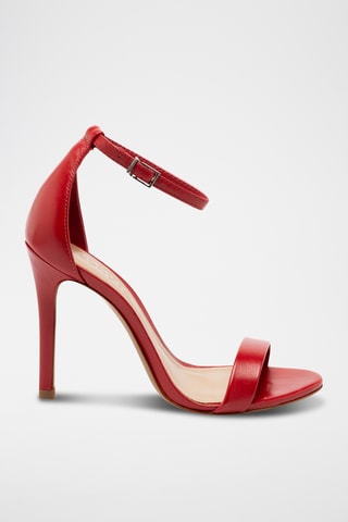 Sandalias de piel de charol de tacón - Rojo