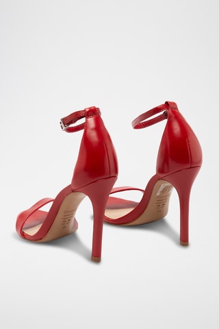 Sandalias de piel de charol de tacón - Rojo