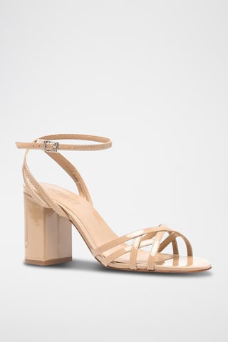 Sandalias de tacón con brillo - Beige