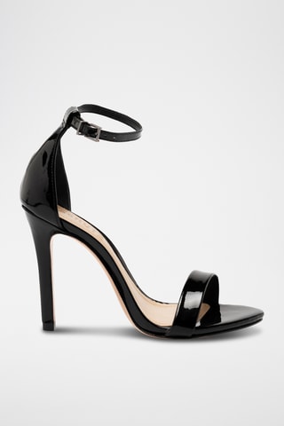 Sandalias de piel de charol de tacón - Negro