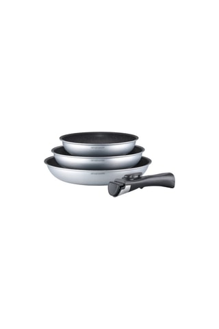 3 padelle in alluminio con manico amovibile - 20, 24 e 28 cm