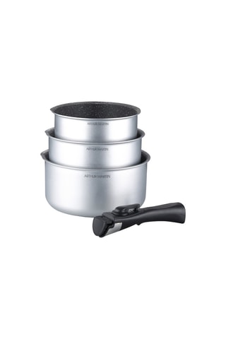 3 casseruole in alluminio con manico amovibile - 16, 18 e 20 cm