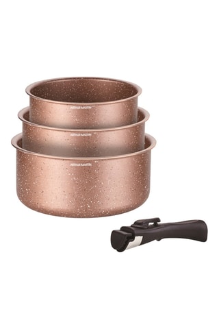 3 casseruole e 1 manico amovibile 16/18/20 cm