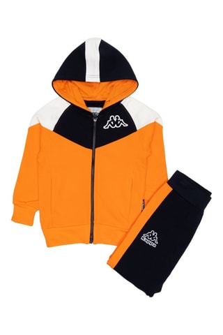 Conjunto sweat com capuz e calças de treino - Preto e laranja