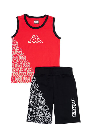 Camisola de alças e calções - Branco, preto e vermelho