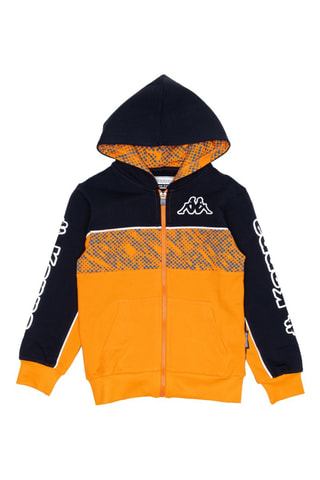 Conjunto sweat com capuz e calças de treino - Azul e laranja