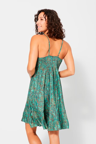 Abito a fiori - Blu, verde, marrone e arancione