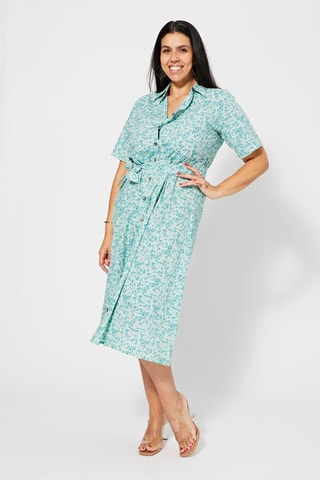 Abito a camicia - Bianco, verde e viola