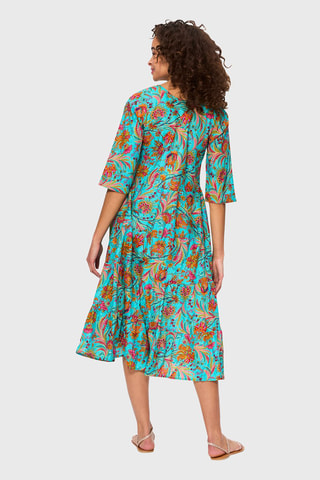 Abito midi - Blu, verde, arancione e rosa