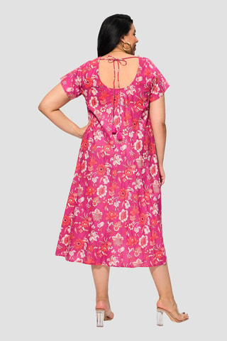 Abito a trapezio - Rosso e rosa
