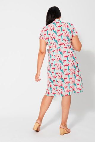 Abito a portafoglio - Beige, blu, rosa e rosso