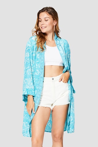 Kimono - Turchese e bianco