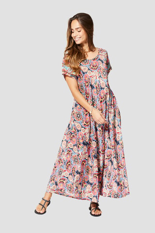 Robe longue - Blanc, bleu et orange