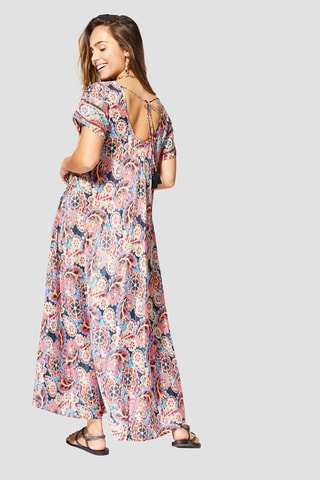 Robe longue - Blanc, bleu et orange