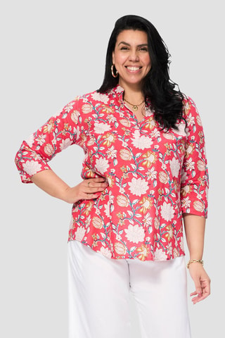 Blusa - Bianco, blu e rosa