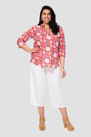 Blusa - Bianco, blu e rosa