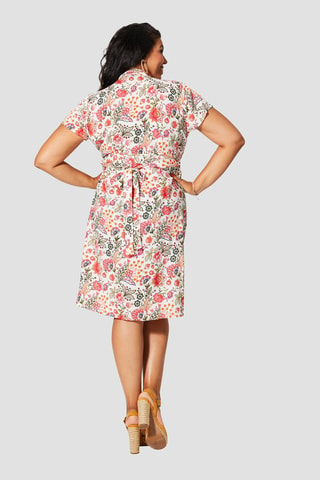 Robe chemise - Blanc, noir et rouge