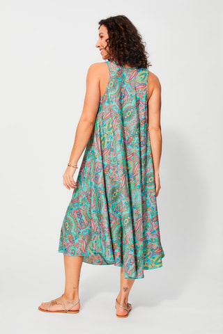 Abito a trapezio - Blu, verde e rosa