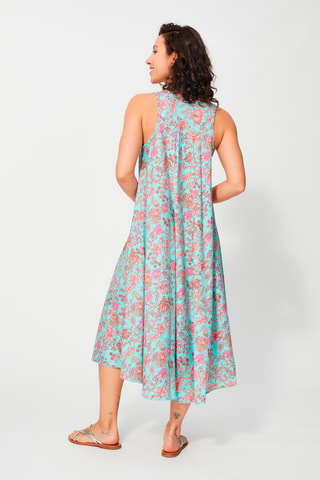 Abito a trapezio - Beige, blu e rosa