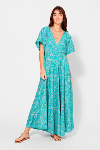 Robe longue - Beige et bleu
