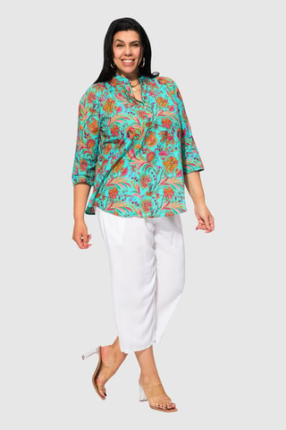 Blusa - Verde, arancione e rosa