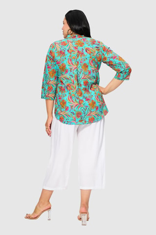 Blusa - Verde, arancione e rosa