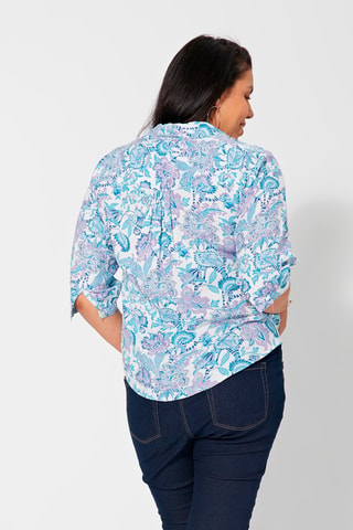 Blusa a fiori - Bianco, blu e viola
