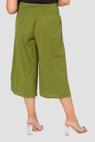 Pantaloni capri in lino - Verde