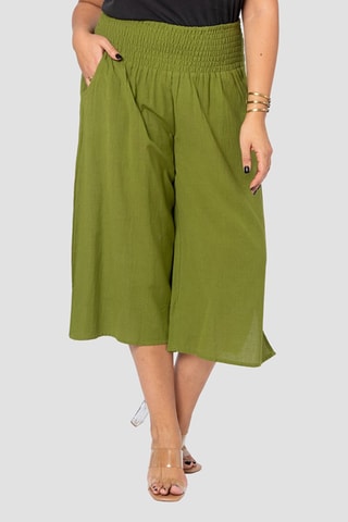 Pantaloni capri in lino - Verde
