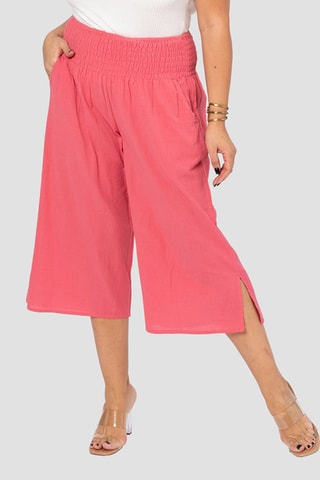 Pantaloni capri in lino - Rosa