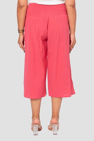 Pantaloni capri in lino - Rosa