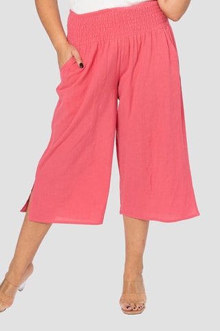 Pantaloni capri in lino - Rosa