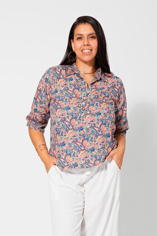 Blusa - Blu, giallo, rosa e grigio