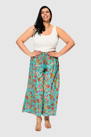 Pantaloni palazzo a vita alta - Blu e verde