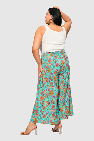 Pantaloni palazzo a vita alta - Blu e verde