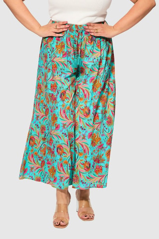 Pantaloni palazzo a vita alta - Blu e verde